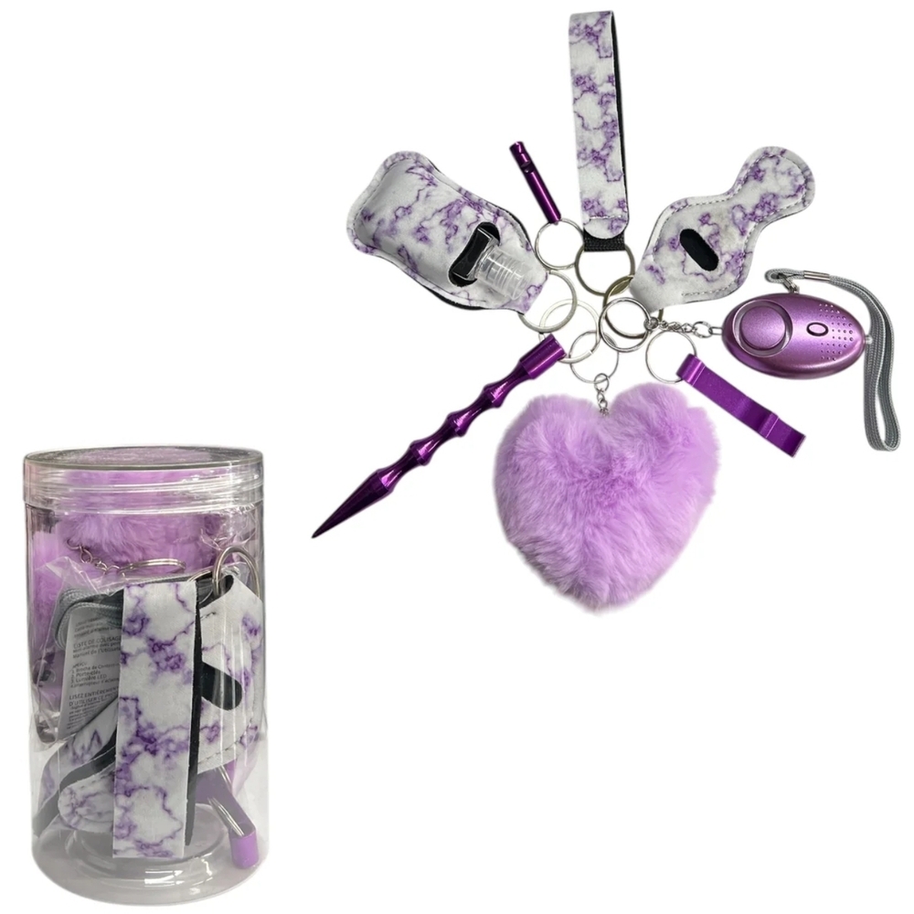 Purple Marble Self-Defense Keychain Set